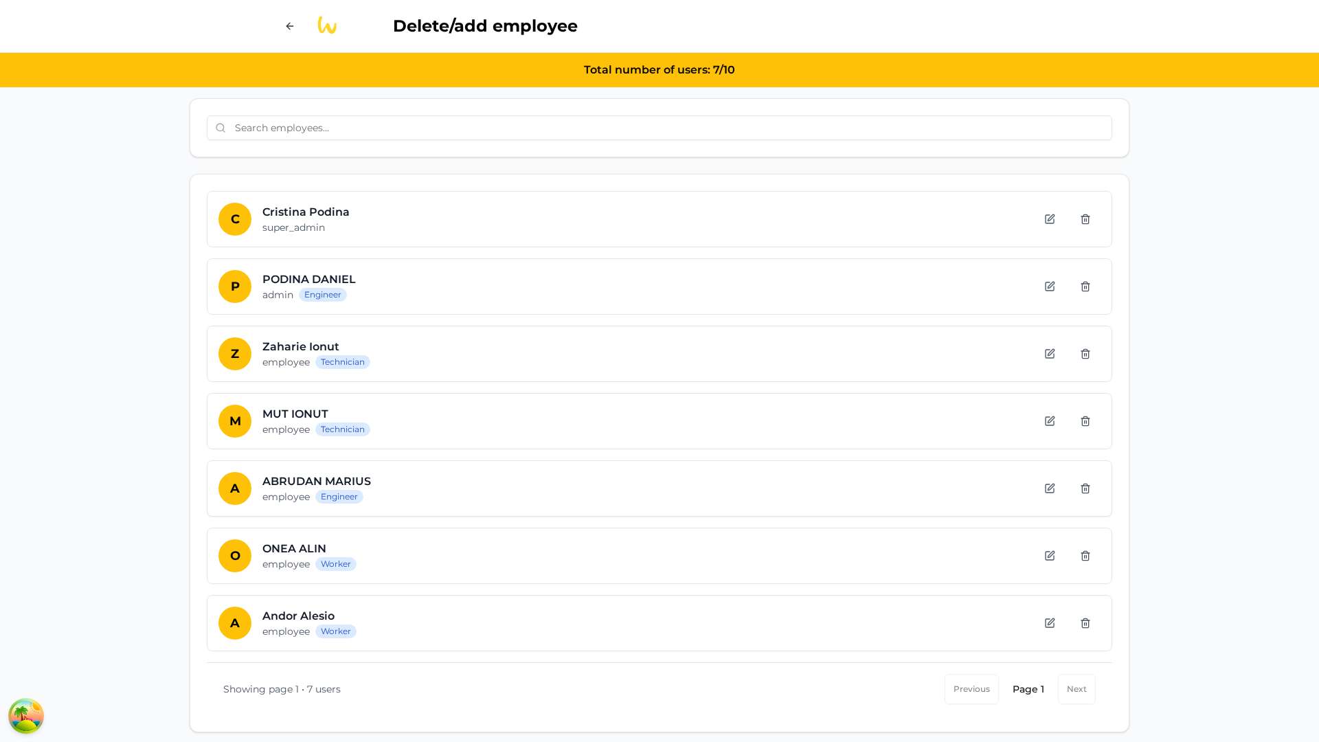 Delete/Add Employee